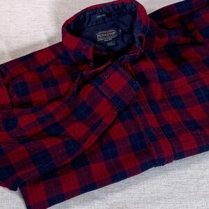 Pendleton Fireside Wool Blend Plaid Button Up Shirt Size M Robinson Dress Tartan